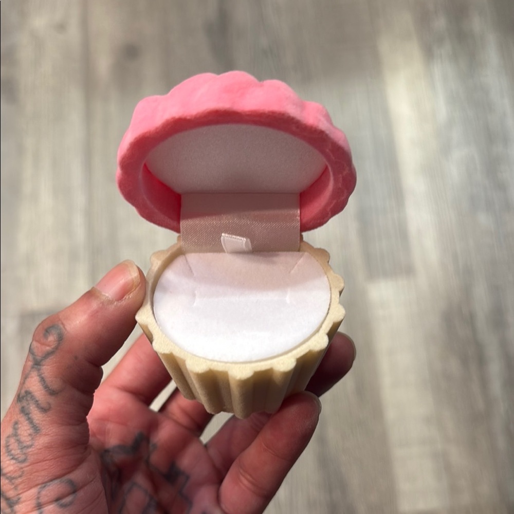Pink and Cream Cupcake Ring Box